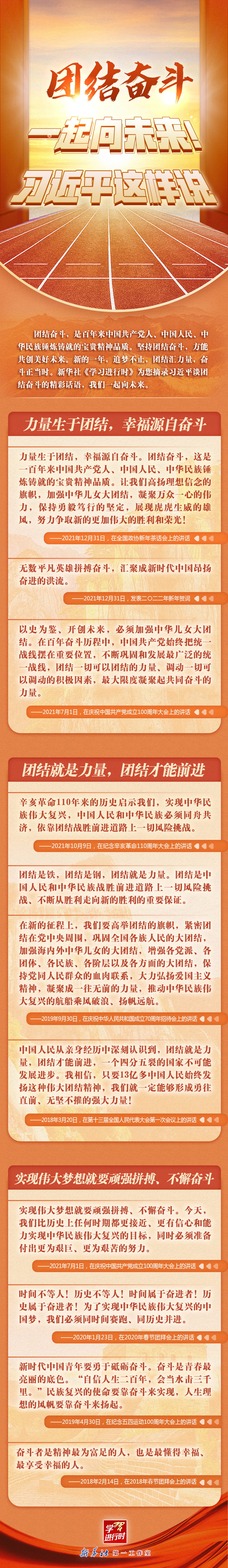 學(xué)習(xí)進(jìn)行時丨團(tuán)結(jié)奮斗，一起向未來！習(xí)近平這樣說