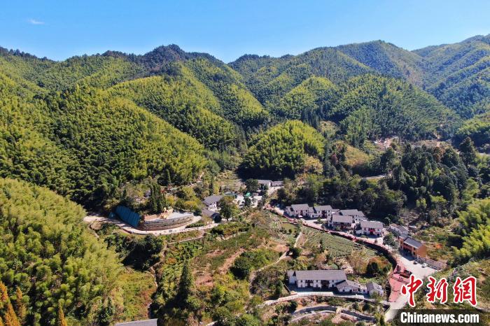 航拍江西井岡山市神山村，青山環(huán)繞，風(fēng)景秀美。　劉力鑫 攝